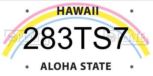 283TS7 Hawaii License Plate