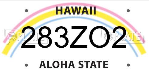 283ZO2 Hawaii License Plate