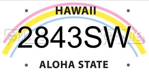 2843SW Hawaii License Plate