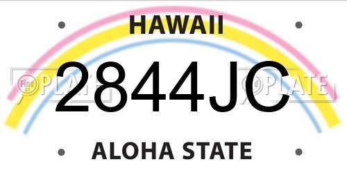 2844JC Hawaii License Plate