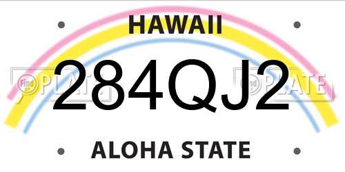 284QJ2 Hawaii License Plate