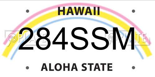284SSM Hawaii License Plate