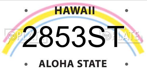 2853ST Hawaii License Plate