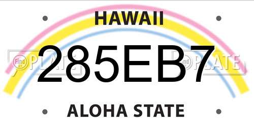 285EB7 Hawaii License Plate