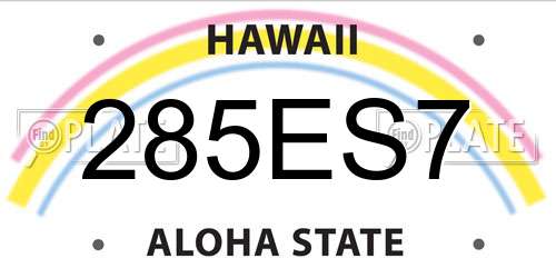 285ES7 Hawaii License Plate