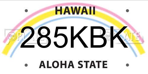285KBK Hawaii License Plate