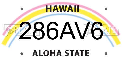 286AV6 Hawaii License Plate