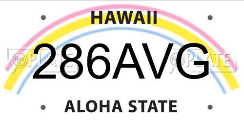 286AVG Hawaii License Plate