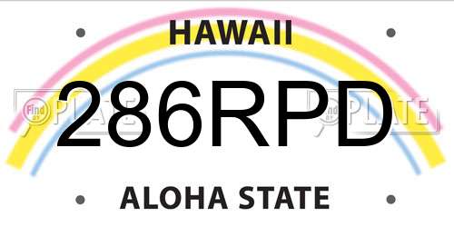 286RPD Hawaii License Plate
