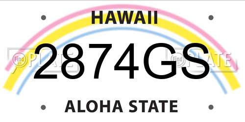 2874GS Hawaii License Plate