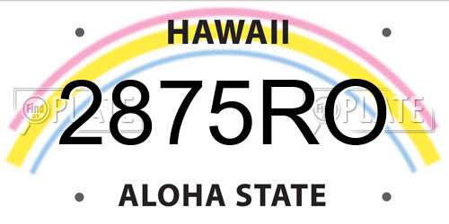 2875RO Hawaii License Plate
