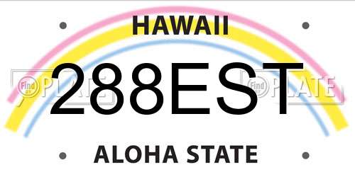 288EST Hawaii License Plate
