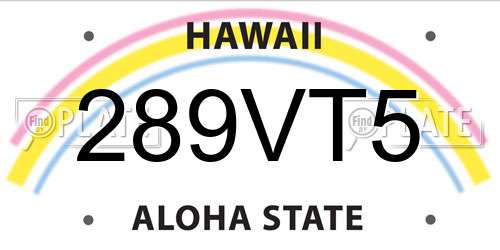 289VT5 Hawaii License Plate
