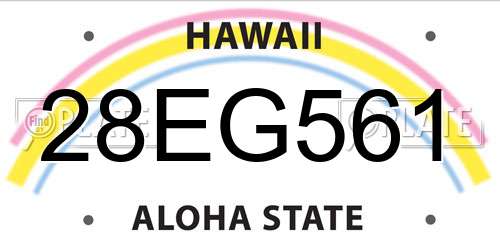 28EG561 Hawaii License Plate