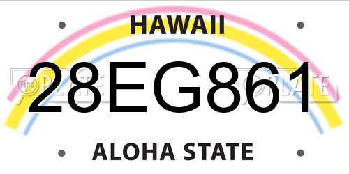 28EG861 Hawaii License Plate