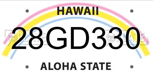 28GD330 Hawaii License Plate