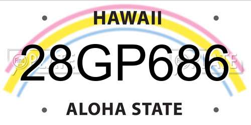 28GP686 Hawaii License Plate