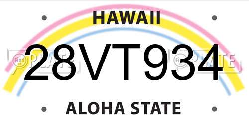 28VT934 Hawaii License Plate