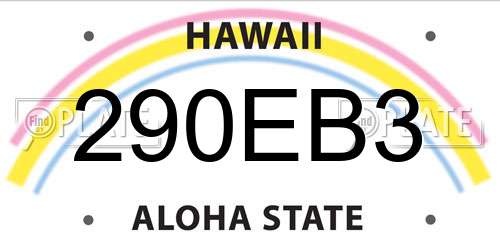290EB3 Hawaii License Plate