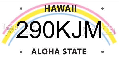 290KJM Hawaii License Plate
