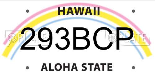 293BCP Hawaii License Plate