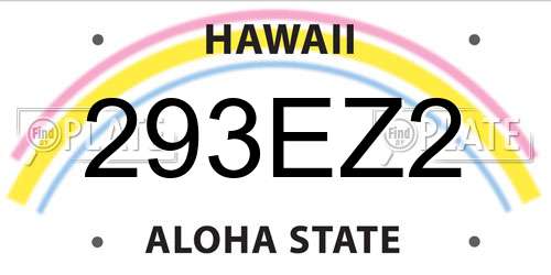 293EZ2 Hawaii License Plate
