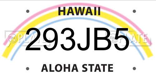 293JB5 Hawaii License Plate