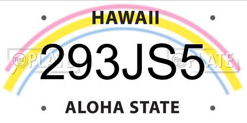 293JS5 Hawaii License Plate
