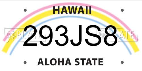 293JS8 Hawaii License Plate