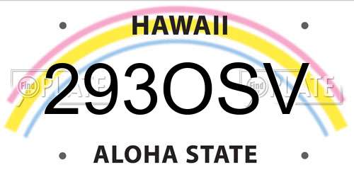 293OSV Hawaii License Plate