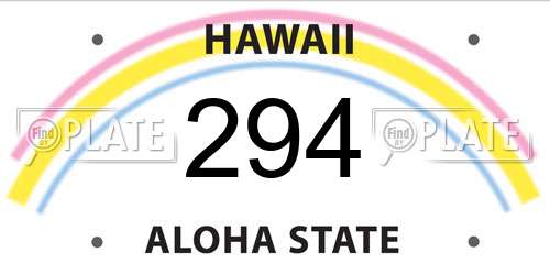 294 Hawaii License Plate