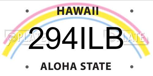 294ILB Hawaii License Plate