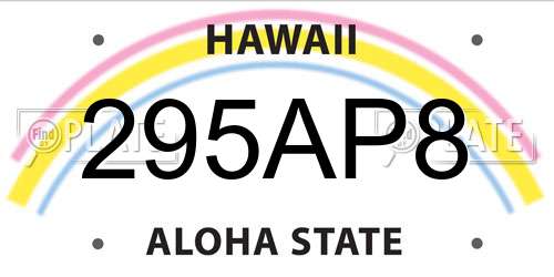 295AP8 Hawaii License Plate