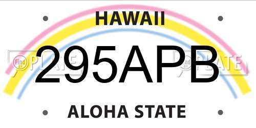 295APB Hawaii License Plate