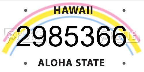 2985366 Hawaii License Plate