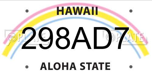 298AD7 Hawaii License Plate