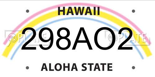 298AO2 Hawaii License Plate