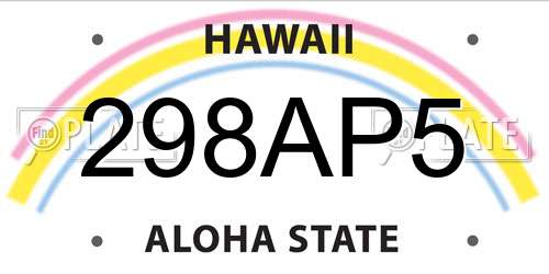 298AP5 Hawaii License Plate