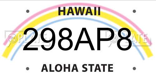 298AP8 Hawaii License Plate