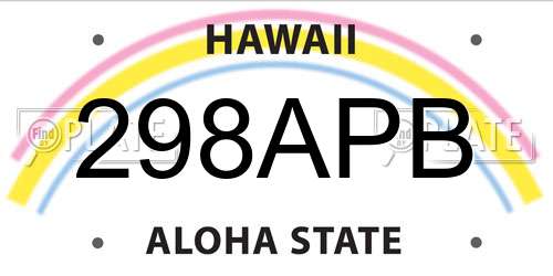 298APB Hawaii License Plate