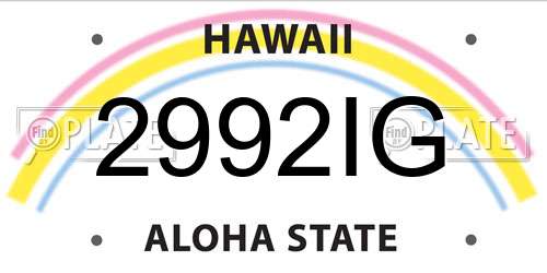 2992IG Hawaii License Plate