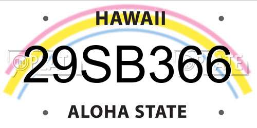 29SB366 Hawaii License Plate
