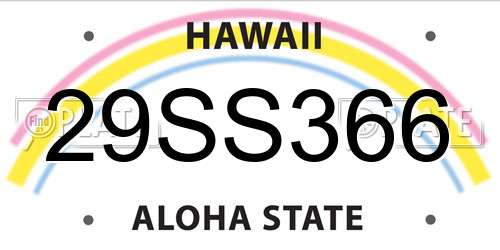 29SS366 Hawaii License Plate