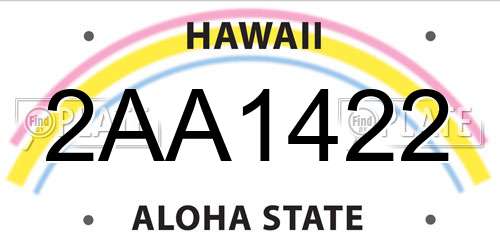 2AA1422 Hawaii License Plate