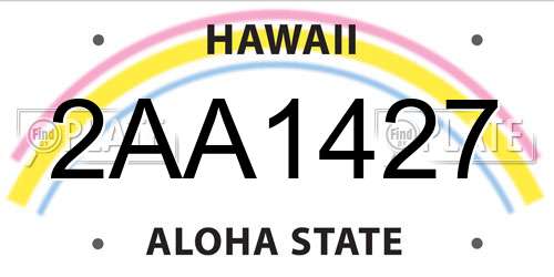 2AA1427 Hawaii License Plate