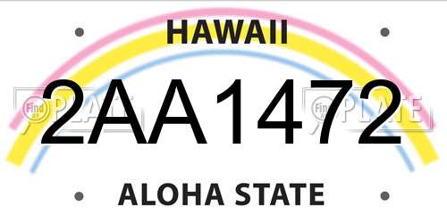 2AA1472 Hawaii License Plate