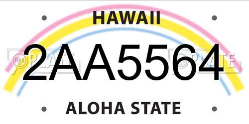 2AA5564 Hawaii License Plate