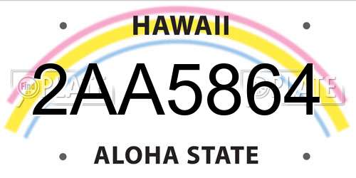 2AA5864 Hawaii License Plate