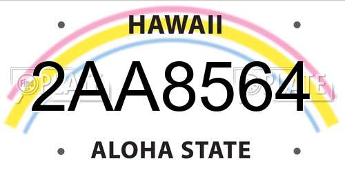 2AA8564 Hawaii License Plate