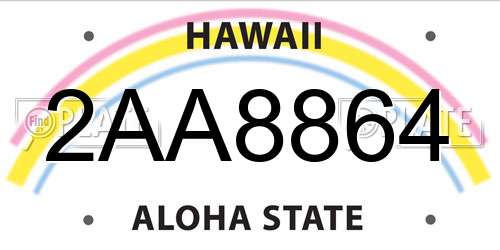 2AA8864 Hawaii License Plate